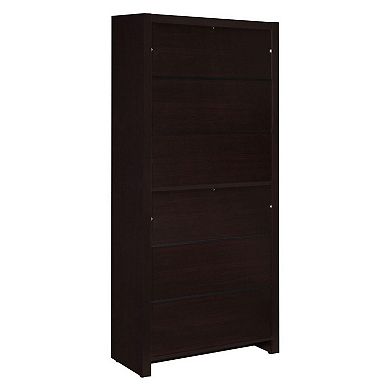 Wooden Bookcase with 3 Shelves and 1 Drawer, Dark Brown