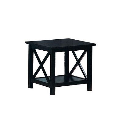 Wooden Table Set With X Design On Sides, Pack Of Three, Dark Brown