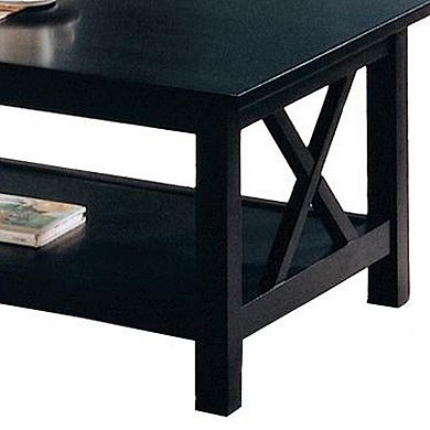 Wooden Table Set With X Design On Sides, Pack Of Three, Dark Brown