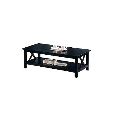 Wooden Table Set With X Design On Sides, Pack Of Three, Dark Brown