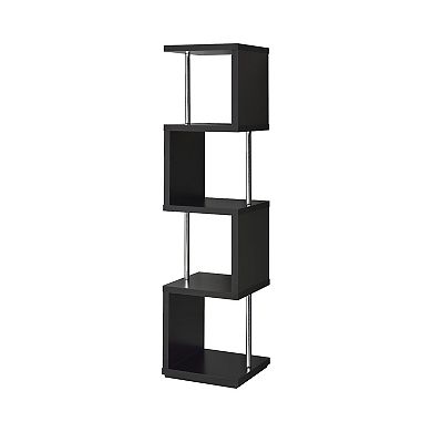 Well made Four Tier Wood And Metal Bookcase, Black