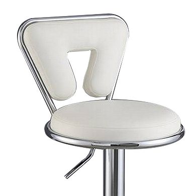 Adjustable Barstool with Round Seat and Stalk Support, Set of 2, White