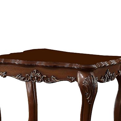Traditional Wooden End Table with Claw Feet, Cherry Oak Brown