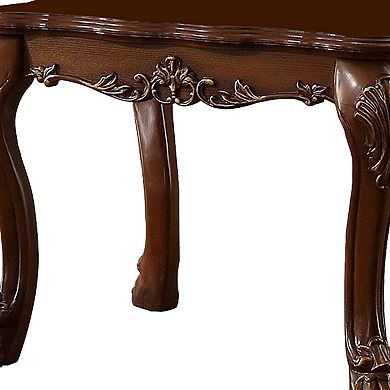 Traditional Wooden End Table with Claw Feet, Cherry Oak Brown