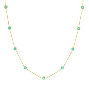 Color Romance Turquoise Enamel Evil Eye Adjustable Necklace