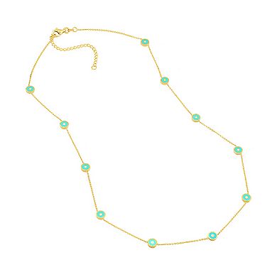 Color Romance Turquoise Enamel Evil Eye Adjustable Necklace
