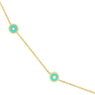 Color Romance Turquoise Enamel Evil Eye Adjustable Necklace