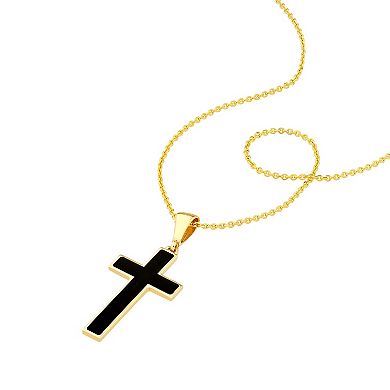 Color Romance Black Enamel Cross Pendant Necklace