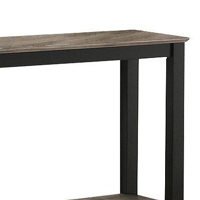 Wooden Console Table with One Open Shelf, Black and Gray