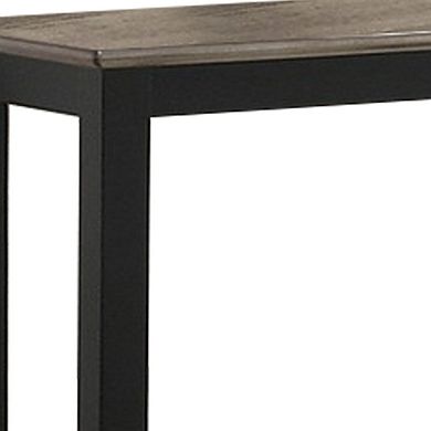 Wooden Console Table with One Open Shelf, Black and Gray