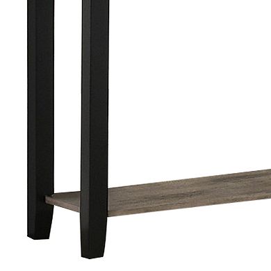 Wooden Console Table with One Open Shelf, Black and Gray