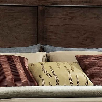 Paneled Eastern King Low Profile Bed with Chamfered Legs, Brown