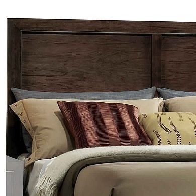Paneled Eastern King Low Profile Bed with Chamfered Legs, Brown