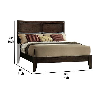 Paneled Eastern King Low Profile Bed with Chamfered Legs, Brown