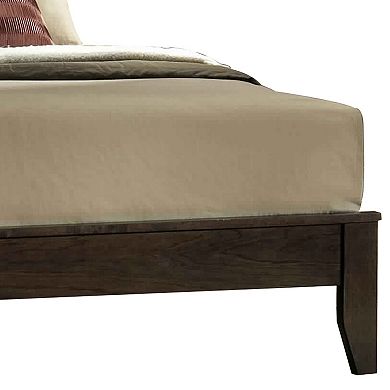 Paneled Eastern King Low Profile Bed with Chamfered Legs, Brown