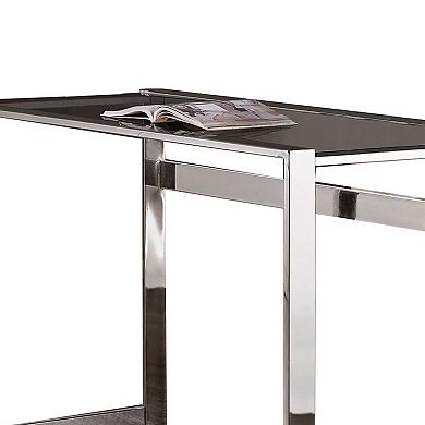 Elegantly Charmed Metal Writing Desk, Silver