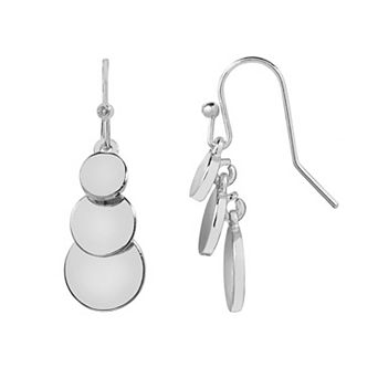 LC Lauren Conrad Silver Tone Discs Linear Drop Earrings