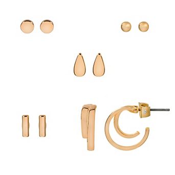 LC Lauren Conrad Gold Tone Minimalist Nickel Free Earrings 5-Pack Set