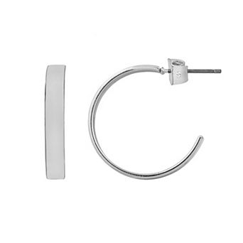 LC Lauren Conrad Silver Tone Flat C-Hoop Earrings