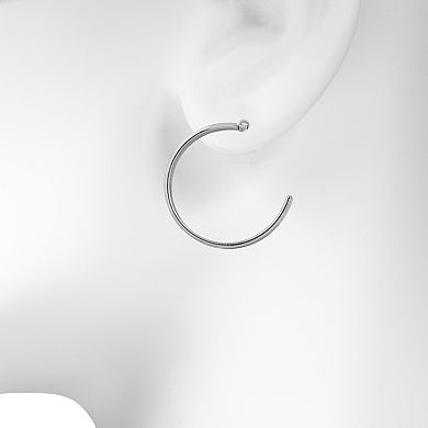 LC Lauren Conrad Silver Tone Flat C-Hoop Earrings