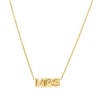 Color Romance 14k Gold Puffed "Mrs" Adjustable Necklace