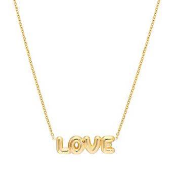 Color Romance 14k Gold Puffed "Love" Adjustable Necklace