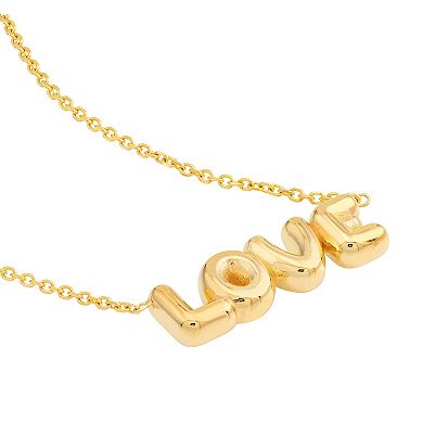 Color Romance 14k Gold Puffed "Love" Adjustable Necklace