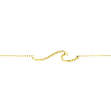 Color Romance 14k Gold Wave Design Adjustable Necklace