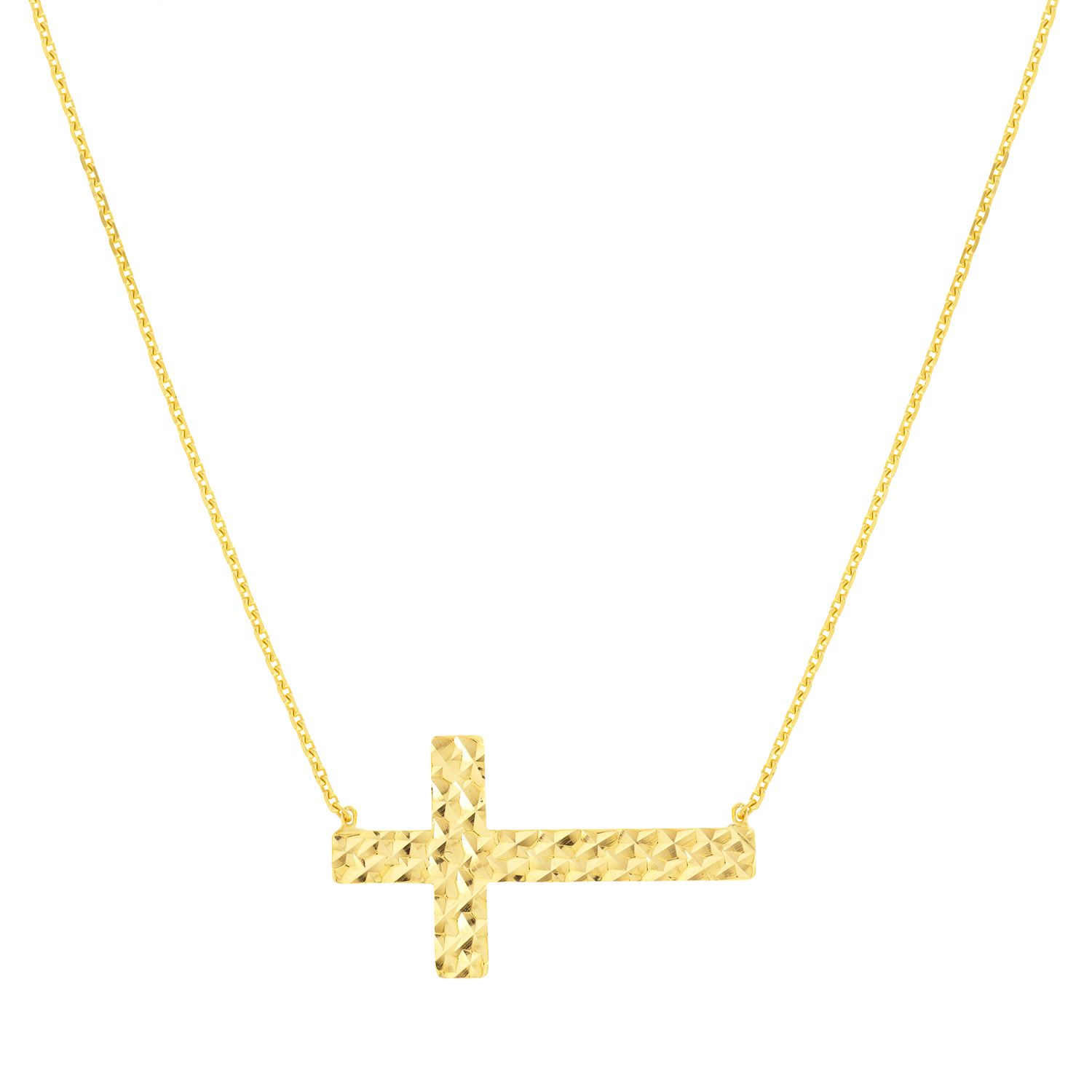 Stainless Steel Cross Pendant & Figaro Chain Necklace