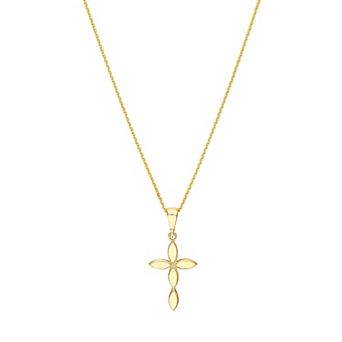 Color Romance 14k Gold Marquise Cross Pendant Necklace