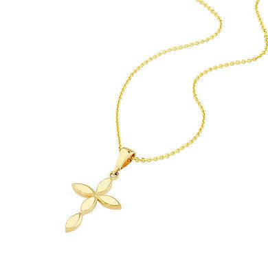 Color Romance 14k Gold Marquise Cross Pendant Necklace