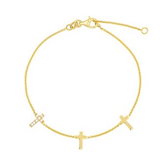 Color Romance 14k Gold Diamond Accent Triple Cross Adjustable Bracelet