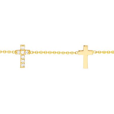 Color Romance 14k Gold Diamond Accent Triple Cross Adjustable Bracelet