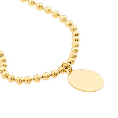 Color Romance 14k Gold 2 mm Disc Charm Beaded Bracelet