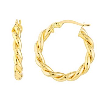 Color Romance 14k Gold 15 mm Braided Hoop Earrings