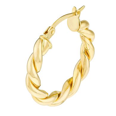 Color Romance 14k Gold 15 mm Braided Hoop Earrings