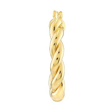 Color Romance 14k Gold 15 mm Braided Hoop Earrings