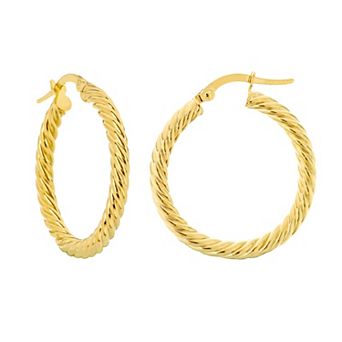 Color Romance 14k Gold Rope Twist Hoop Earrings