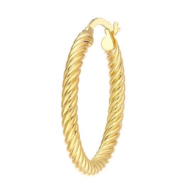 Color Romance 14k Gold Rope Twist Hoop Earrings