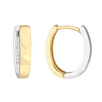 Color Romance Two Tone 10k Gold 10 mm Polished Oval Hoop Earrings