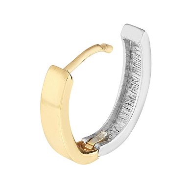 Color Romance Two Tone 10k Gold 10 mm Polished Oval Hoop Earrings