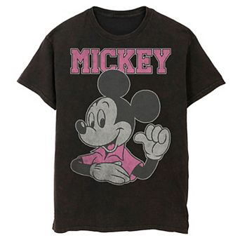 Men's Disney Mickey Mouse Pink Pointing To Self Mineral Wash Graphic Tee