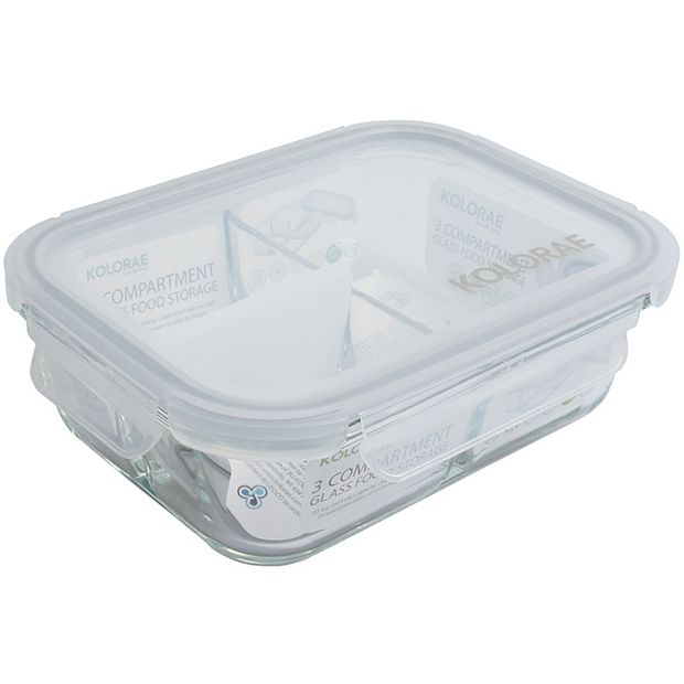  Glass Food Storage Containers 3 Compartment with Lids