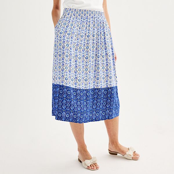 Sister Arrows Earthy Elastic Waist Pocket Midi Skirt