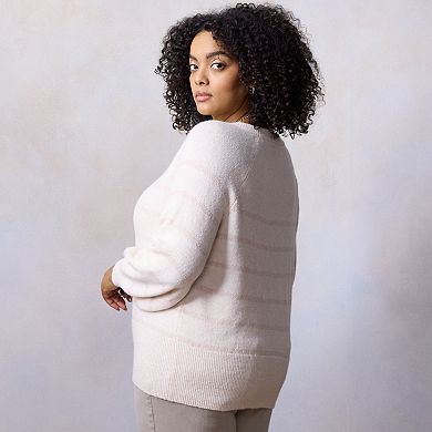 Plus Size LC Lauren Conrad Knitted Crewneck Raglan Sweater