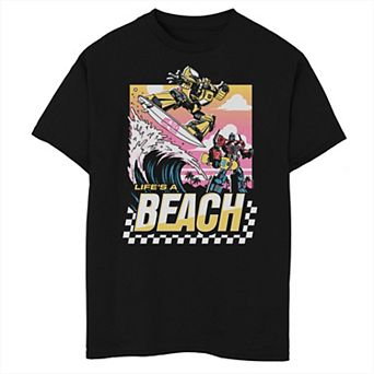 Boys 8-20 Transformers Bumblebee Surfing Life's A Beach Portrait Graphic Tee