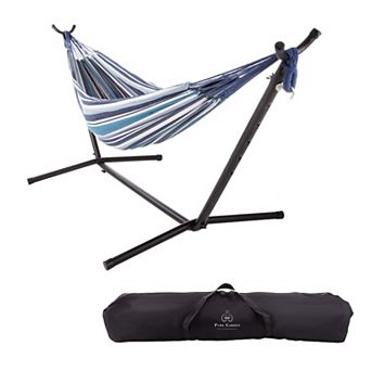 Pure Garden Striped Hammock & Stand 2 pc Set