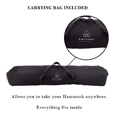 Pure Garden Striped Hammock & Stand 2-piece Set