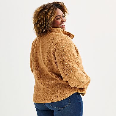 Plus Size Sonoma Goods For Life® Snap-Front Fleece Jacket