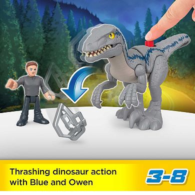 Fisher-Price Imaginext Jurassic World Dominion Blue & Owen Dinosaur Toy Set